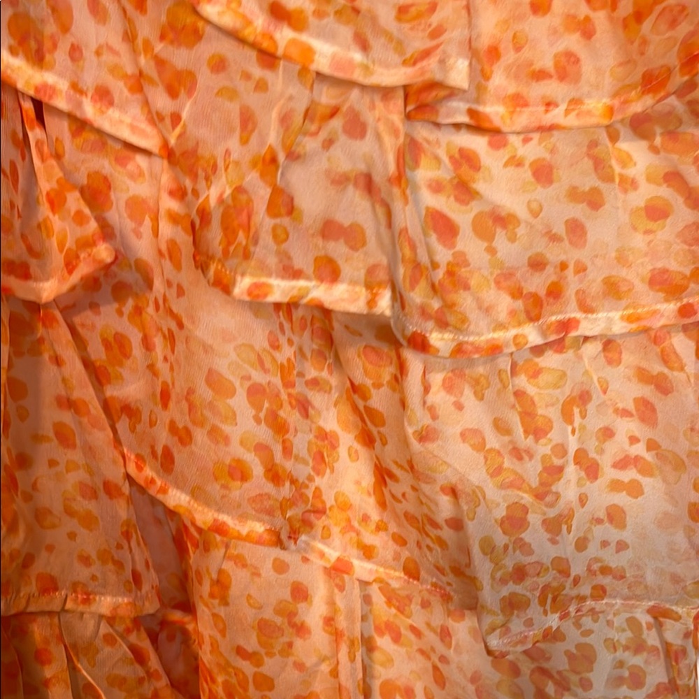 Elegant One-Shoulder Orange Ruffle Dress - Picture 5 of 9